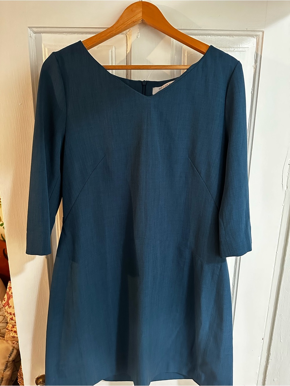 MM LaFleur The Alexandra Dress In Pacific Blue  V-Neck A-Line Dress Size 14